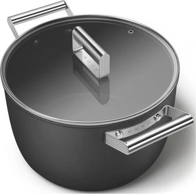 Тенджера SMEG CKFC2611BLM, 7.7 л, Ø26 см, Тефлоново покритие, До 250°C, Индукция, Черен