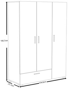 Гардероб с 3-врати Senna D-Leuko - Drus