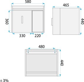 Комплект мебели за баня с мивка Paris 60cm Grey
