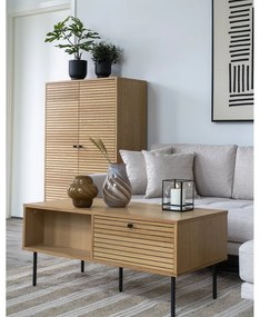 Масичка за кафе с дъбов плот в естествен цвят 50x100 cm Kyoto – House Nordic