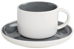 Сиво-бяла порцеланова чаша с чинийка Maxwell &amp; Williams Tint, 240 ml - Maxwell &amp; Williams