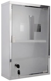 Метален висящ шкаф за лекарства в сребристо 12x48 cm - PT LIVING