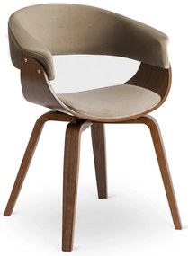 Тапициран кадифен фотьойл GARY - различни цветови варианти орех - бежов