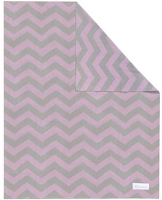 Розово-сиво памучно бебешко одеяло Зигзаг, 80 x 100 cm - Kindsgut