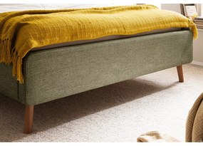 Зелено двойно легло 160x200 cm тапицирано с място за съхранение с включена подматрачна рамка Lotte – Meise Möbel