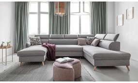 Светлосив U-образен разтегателен диван, десен ъгъл Sweet Harmony - Miuform
