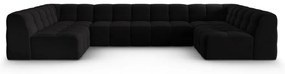 Ъглов диван от черно кадифе (U-образен) Kendal - Micadoni Home