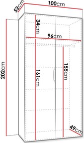 Гардероб Малага двукрилен-Черен