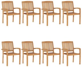 3073283 vidaXL Стифиращи градински столове с възглавници 8 бр тик масив
