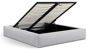 Светлосиво двойно легло 180x200 cm тапицирано с място за съхранение с включена подматрачна рамка Simon Darren – Micadoni