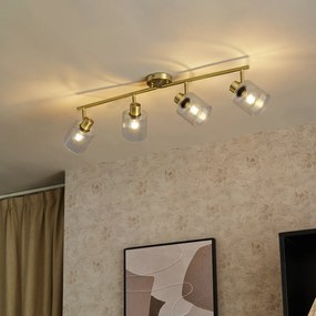 Таванен прожектор златен със стъкло 4-светлина регулируем - Laura