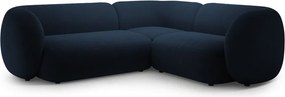 Син кадифен ъглов диван (десен ъгъл/L форма) Kate – Micadoni