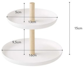 Бяла стойка с 2 купи за съхранение и детайли от букова дървесина Tosca - YAMAZAKI