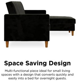 Черен разтегателен диван с кадифена повърхност и място за съхранение Celine - Støraa