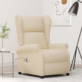 3098328 vidaXL Wingback електрически реклайнер стол, кремав, текстил