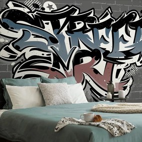 Тапет – С тухлена имитация и надпис Street Art