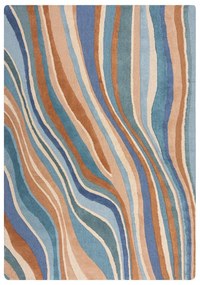 Син ръчно изработен вълнен килим 200x290 cm Abstract Flow – Flair Rugs
