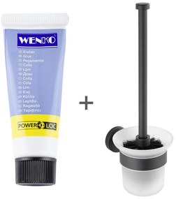 Матово-черна самозалепваща се стъклена четка за тоалетна Bosio – Wenko