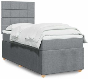 3291883 vidaXL Боксспринг легло с матрак, светлосиво, 80x200 см, плат