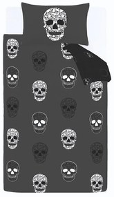 Тъмносиво двойно детско спално бельо 200x200 cm Skulls – Catherine Lansfield