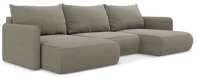 Бежов разтегателен ъглов диван с място за съхранение Nanea – Makamii