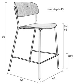 Бар столове в естествен цвят в комплект от 2 броя 89 cm Jolien - White Label