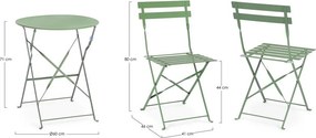 Светлозелен стоманен градински комплект за хранене за 2 Austin – Bizzotto