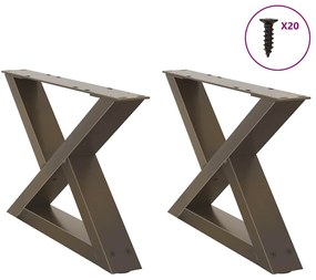 4012687 vidaXL Крака за масичка за кафе, 2 бр., естествена стомана, 50 x (30-31,3) см, стомана