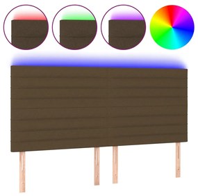 3122581 vidaXL LED горна табла за легло, тъмнокафява,180x5x118/128 см, плат