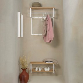 Метална стенна закачалка в бял и естествен цвят с рафт Rizzoli - Spinder Design