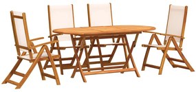 3279272 vidaXL Градински трапезен комплект, 5 части, акация масив и textilene