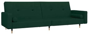 375751 vidaXL 2-местно разтегателно канапе с възглавници, тъмнозелено, кадифе