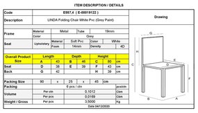 Сгъваем стол Линда Ε557.4  сиво-бял цвят