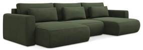Разтегателен ъглов диван с място за съхранение в цвят каки (U форма) Kapua – Makamii