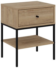 Нощно шкафче в дъбов декор с рафтове в естествен цвят Lisa - Marckeric