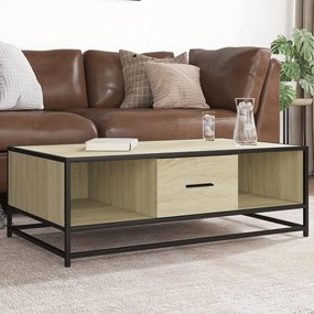 848760 vidaXL Кафе маса, дъб сонома, 100x57x35 см, инженерно дърво и метал