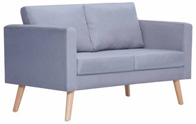 242218 vidaXL Двуместен диван, плат, светлосив