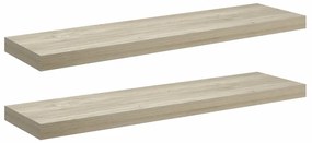 323881 vidaXL Окачени стенни рафтове, 2 бр, дъб, 90x23,5x3,8 см, МДФ