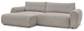 Светлосиво-бежов разтегателен ъглов диван от рипсено кадифе (ляв ъгъл) Lucien – Bobochic Paris