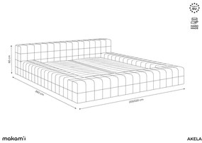 Двойно тапицирано легло с включена подматрачна рамка в цвят лавандула 140x200 cm Akela – Makamii