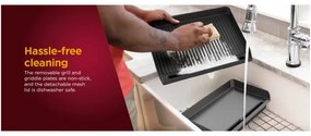 Електрическа скара Ninja GR101EU, 1450W, 28х37 см, Бързо загряване, 60-260C, 2 Плочи, Черен