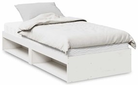 3324599 vidaXL Дневно легло с матрак, бял, 80x200 см, борово дърво масив