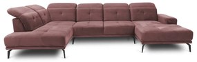 Розов кадифен ъглов диван (ляв ъгъл/U форма) Bretan – ELTAP