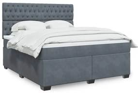 3293285 vidaXL Боксспринг легло с матрак, тъмносиво, 180x200 см, кадифе