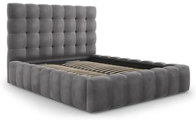 Сиво тапицирано двойно легло с място за съхранение и решетка 140x200 cm Bali - Cosmopolitan Design