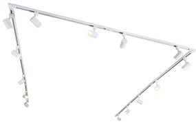 Модерна 1-фазна релсова система с 14 прожектори бяла - Jeana