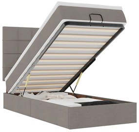 3313972 vidaXL Османска легло с матрак и LED, таупе, 90x190 см, плат