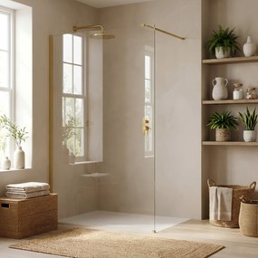 Параван за душ Rea Flexi Transparent / Brush Gold 70