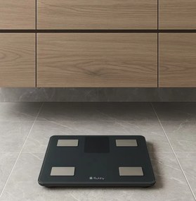 Интелигентна електронна везна с приложение RUHHY 20675, тегло до 226 кг, кантар за баня, черен цвят