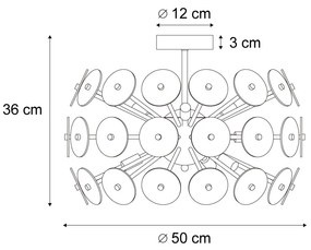 Таванно осветление в стил Арт Деко черно с опушено стъкло - Atomic